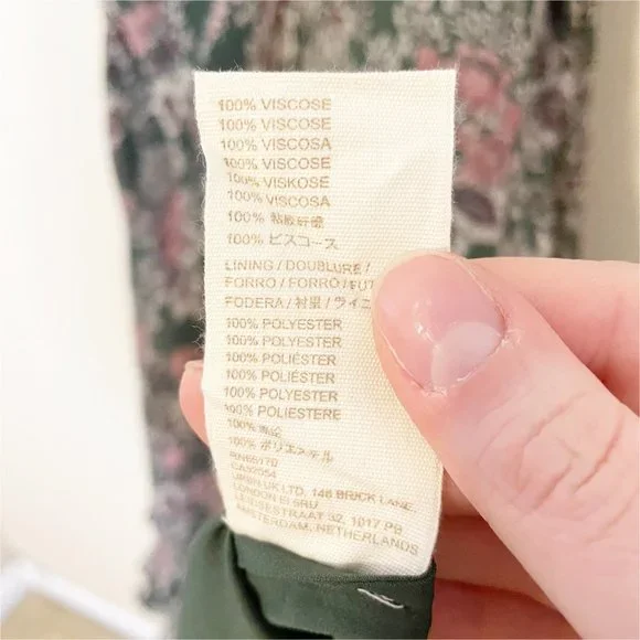 Anthropologie Let Me Be Green Pink Floral V Neck Ruffle Hem Swing Mini Dress S - Picture 8 of 12